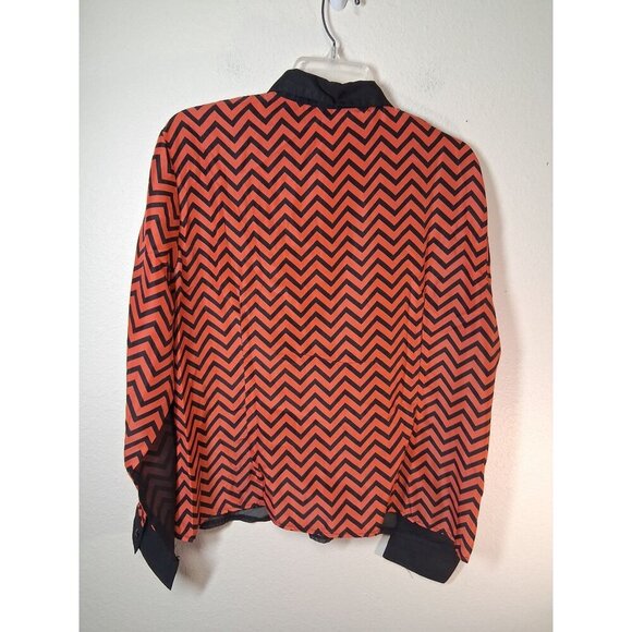 Dinamit Golden Jeans Sheer Blouse Boho Glam Retro Y2K Black Orange Sz 1X Women's - Picture 3 of 6